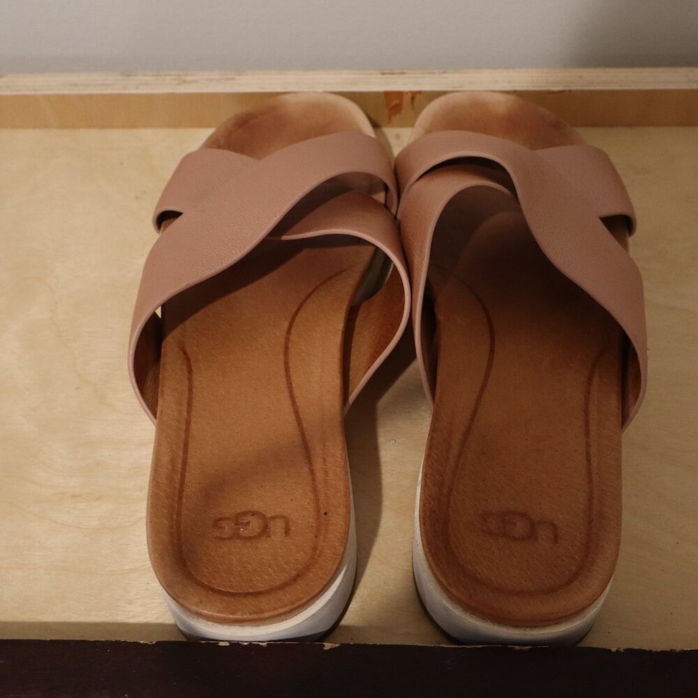 Ugg Leather Cross Slides - Size 8